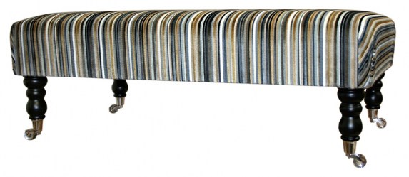Black & Cream Velvet Stripe Bench Footstool